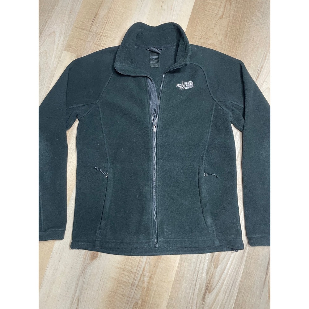 The North Face Womens Full Zip Fleece Jacket Black Size Medium TKA 100 Mock Neck